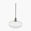 Abigail Clear Ribbed Glass Oval Pendant
