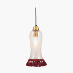 Dita Clear Organic Glass and Red Tassel Pendant