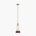Dita Clear Organic Glass and Red Tassel Pendant