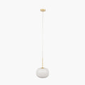 Bella White Glass and Gold Metal Ribbed Squoval Pendant