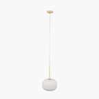Bella White Glass and Gold Metal Ribbed Squoval Pendant