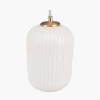 Alessia White Glass and Gold Metal Ribbed Glass Pendant