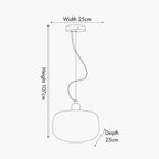 Azores Grey Textured Glass Oval Pendant