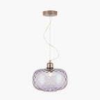 Azores Grey Textured Glass Oval Pendant