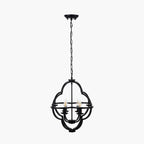 Amine Black Metal 4 Light Fleur De Lys Pendant