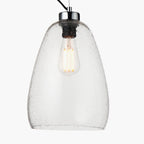 Beja Organic Shape Tall Clear Bubble Glass Pendant