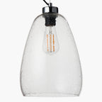 Beja Organic Shape Tall Clear Bubble Glass Pendant