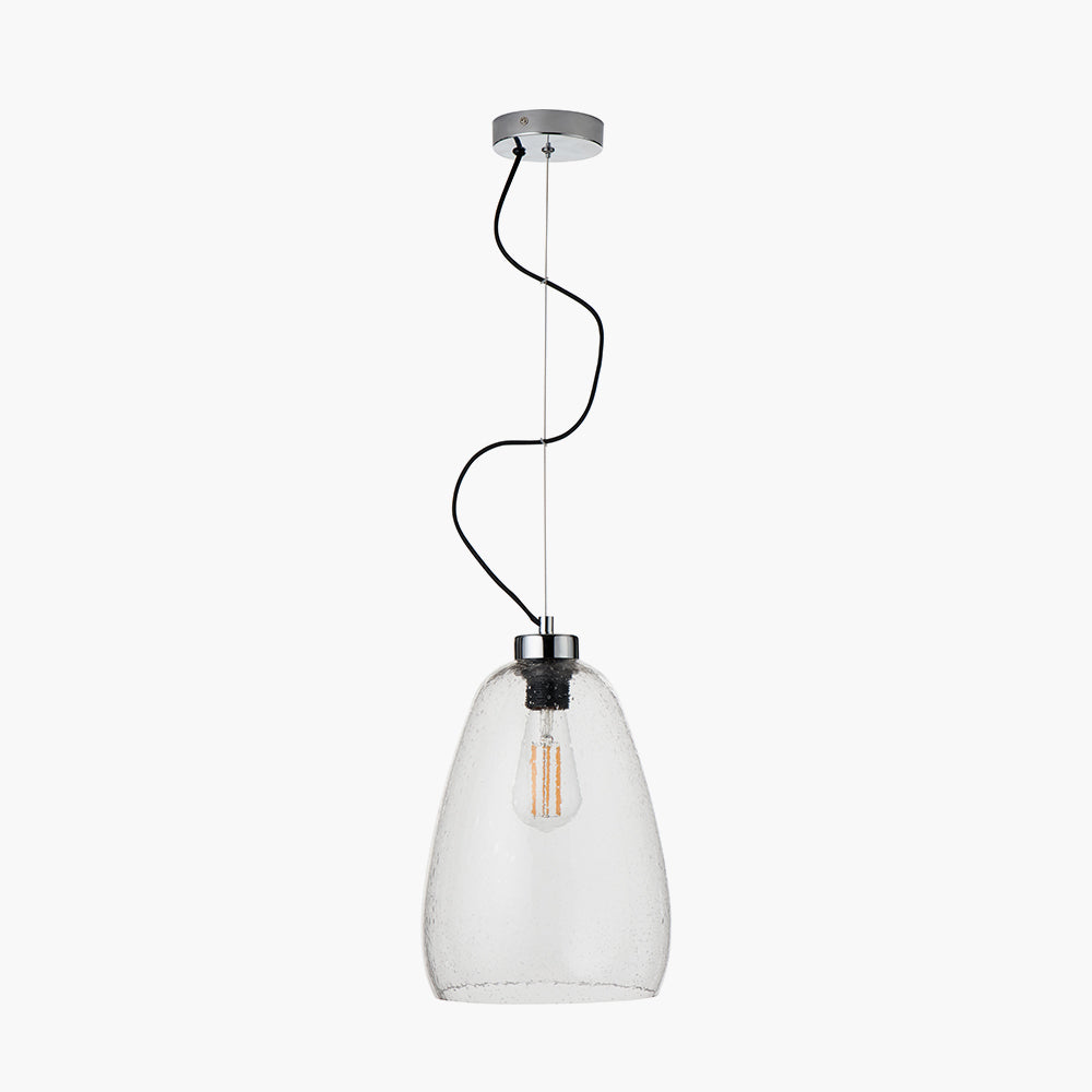 Beja Organic Shape Tall Clear Bubble Glass Pendant