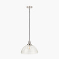 Cecilia Antique Silver Metal and Clear Glass Dome Pendant