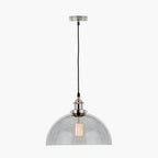 Cecilia Antique Silver Metal and Smoked Glass Dome Pendant