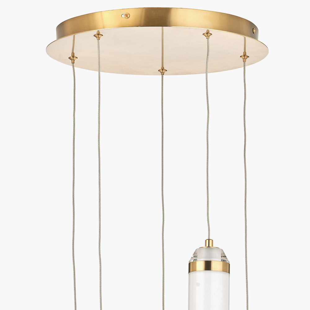 Alondra Gold Metal and White Glass LED Multi Drop Pendant