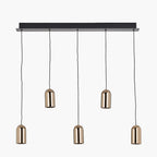 Xena Black and Rose Gold Metal 5 Drop LED Pendant
