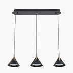 Astarion Matt Black and Gold 3 Drop LED Pendant