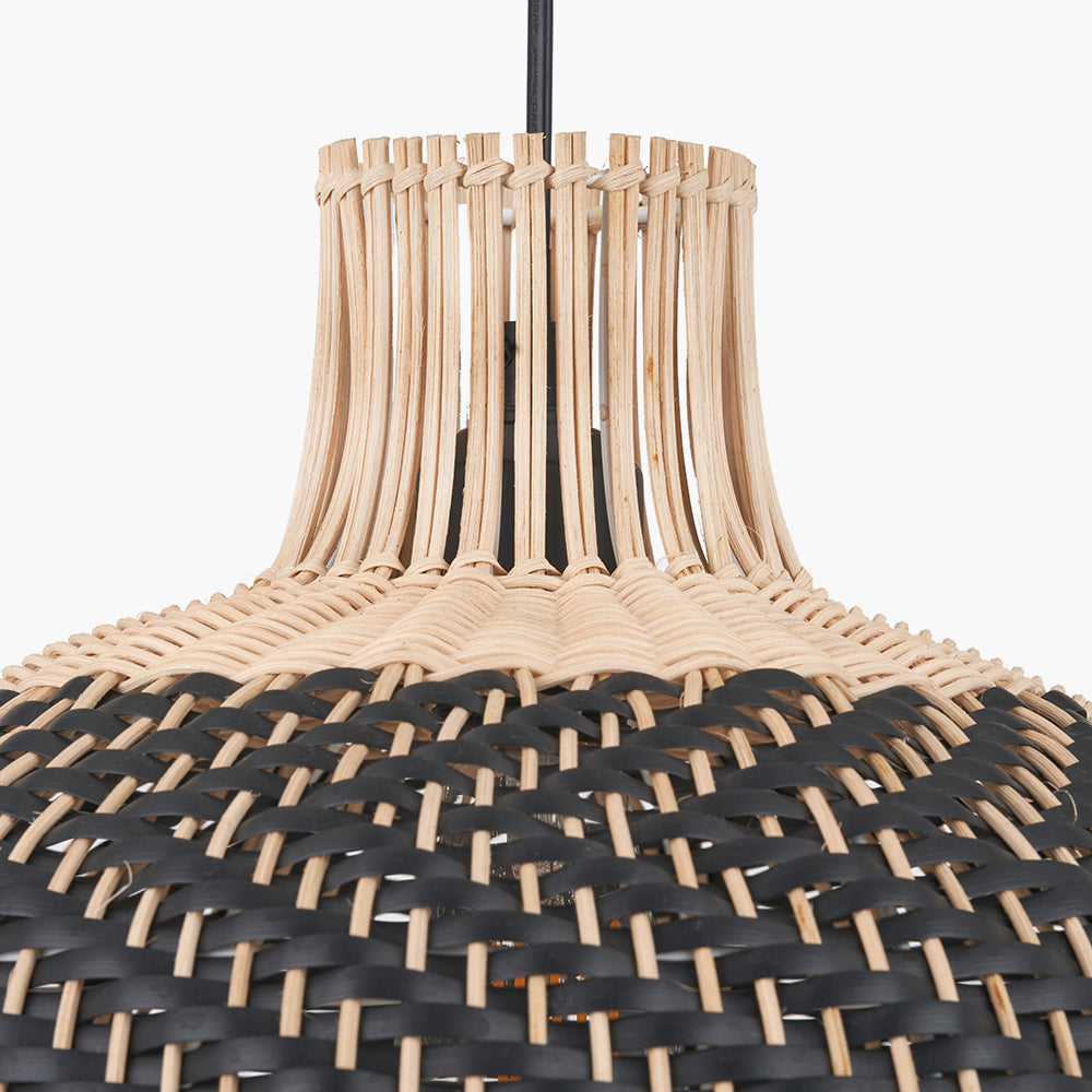 Rowan Natural Rattan Black and White Woven Pendant