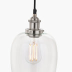 Clio Antique Silver Metal and Clear Glass Pendant