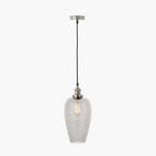 Clio Antique Silver Metal and Smoked Glass Pendant