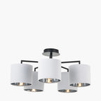 Elin Matt Black and Ivory 5 Light Pendant
