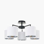 Elin Matt Black and Ivory 5 Light Pendant