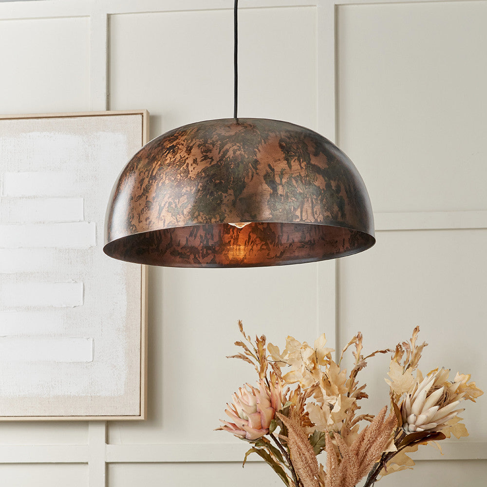 Mason Copper Effect Wide Domed Metal Pendant