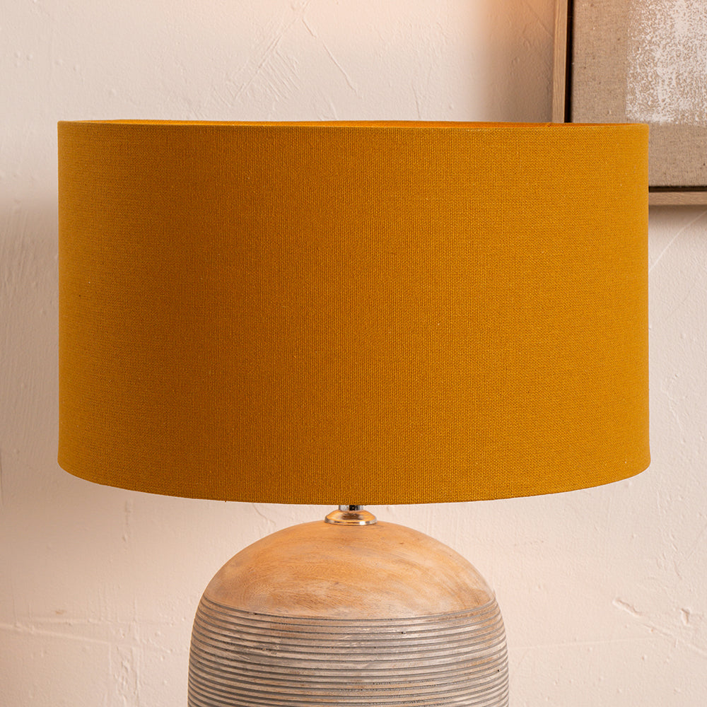 Henry 35cm Mustard Handloom Cylinder Lampshade