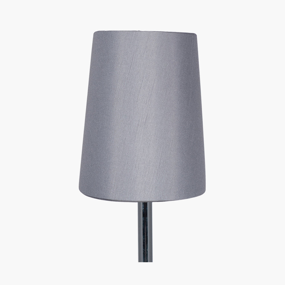Martha 50cm Steel Grey Oval Silk Mix Tapered Lampshade
