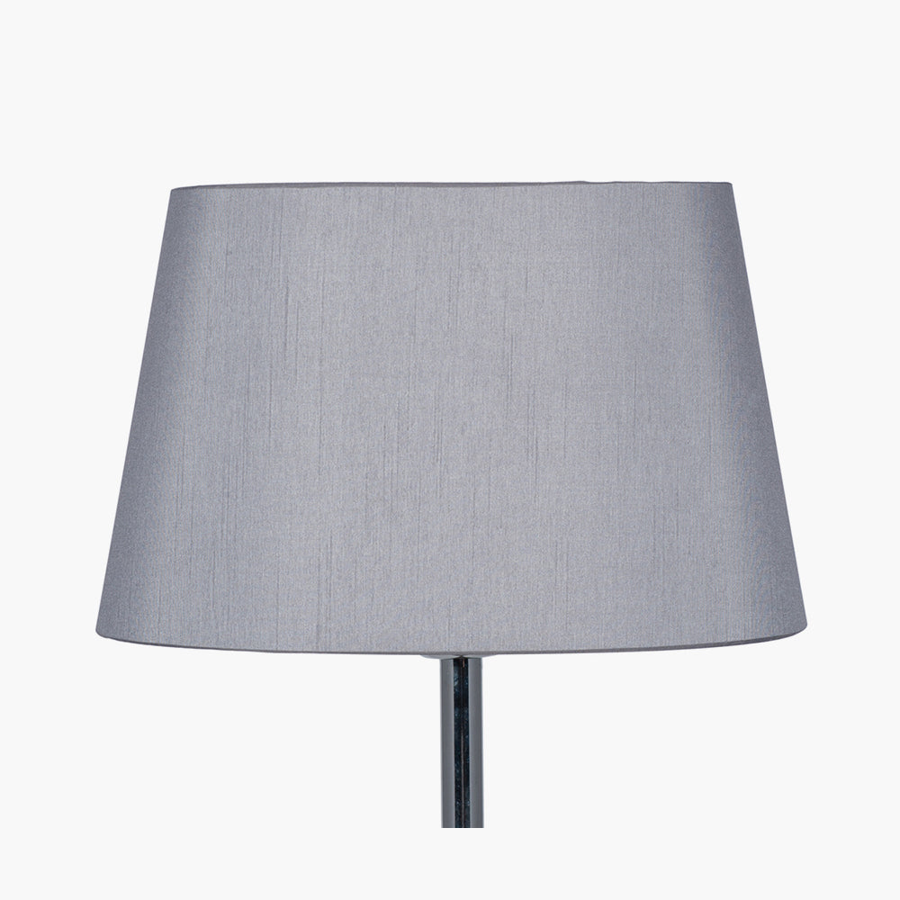 Martha 40cm Steel Grey Oval Silk Mix Tapered Lampshade