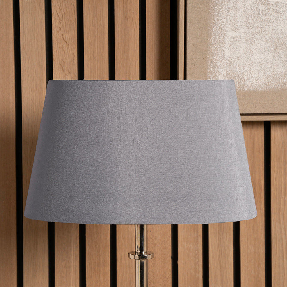 Martha 50cm Steel Grey Oval Silk Mix Tapered Lampshade