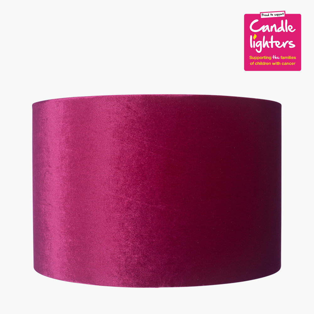 Bow 45cm Raspberry Velvet Cylinder Lampshade