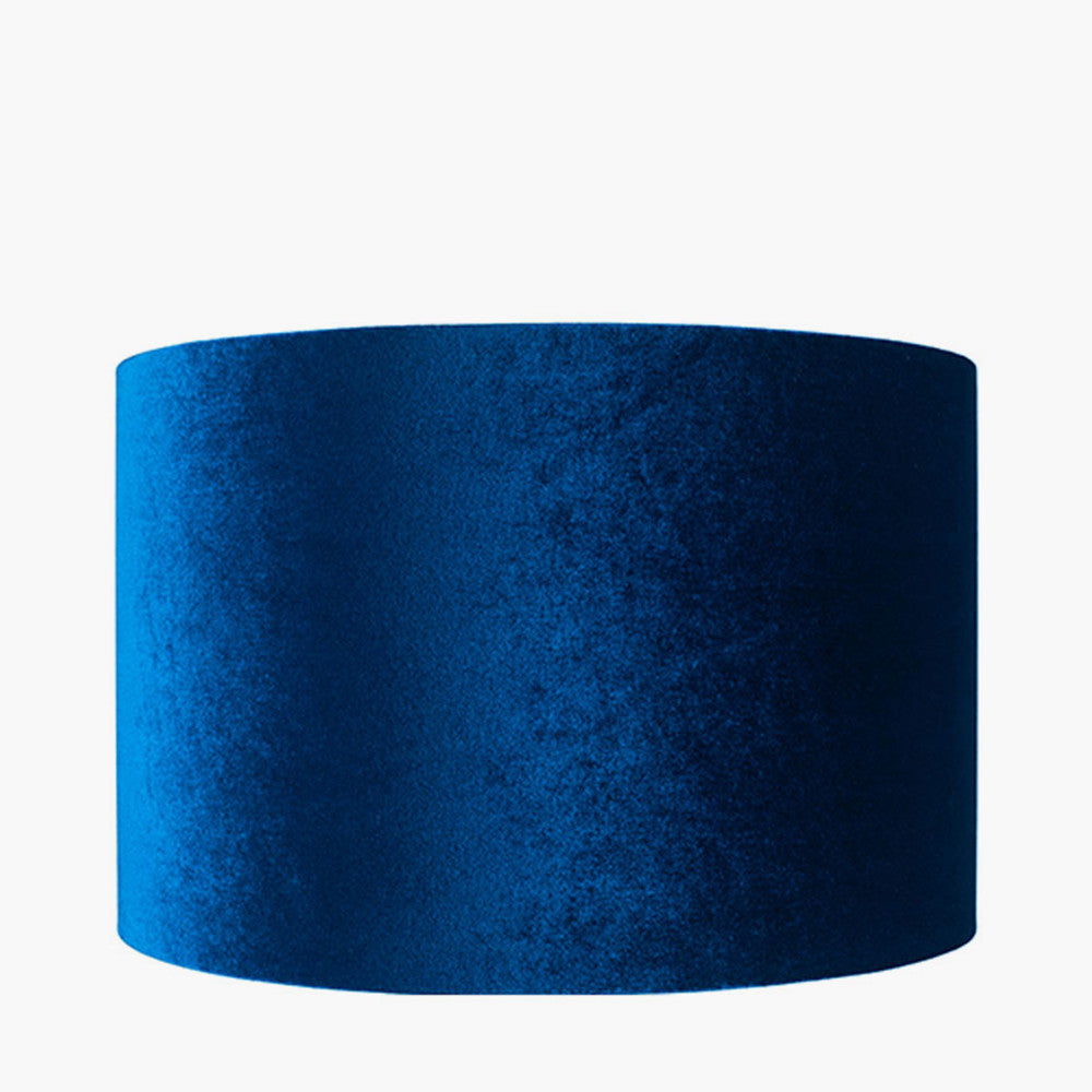 Bow 30cm Sapphire Velvet Cylinder Lampshade