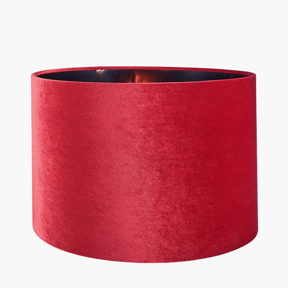 Bow 25cm Red Velvet Cylinder Lampshade