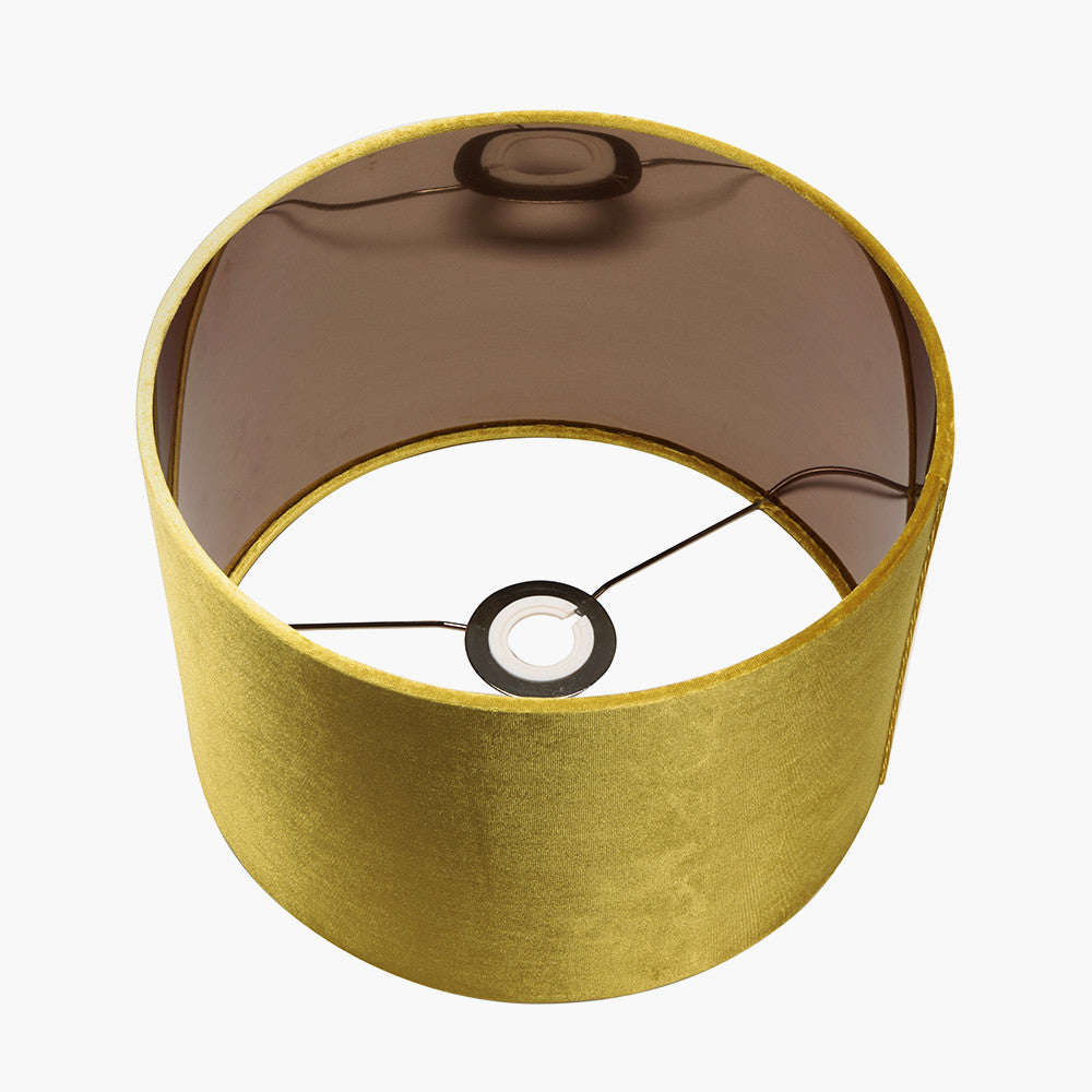 Bow 35cm Mustard Velvet Cylinder Lampshade