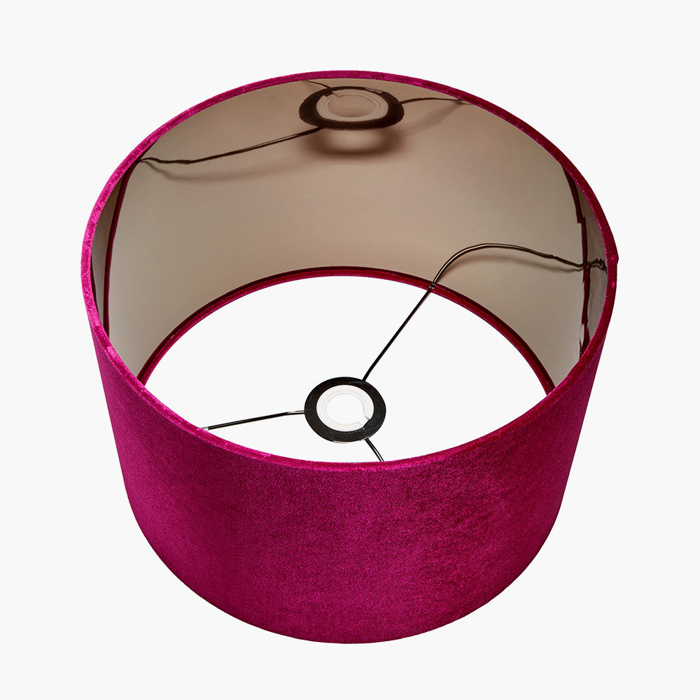 Bow 25cm Raspberry Velvet Cylinder Lampshade