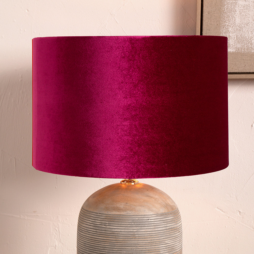 Bow 25cm Raspberry Velvet Cylinder Lampshade