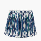 Izara 30cm Ocean Blue Ikat Patterned Mushroom Pleat Tapered Lampshade