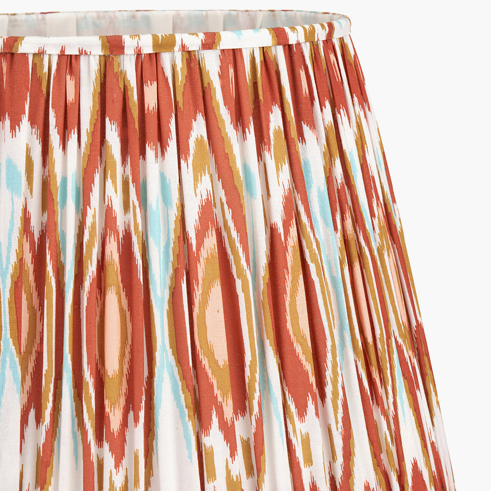 Izara 40cm Cinnamon Ikat Patterned Mushroom Pleat Tapered Lampshade