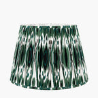 Izara 40cm Racing Green Ikat Patterned Mushroom Pleat Tapered Lampshade