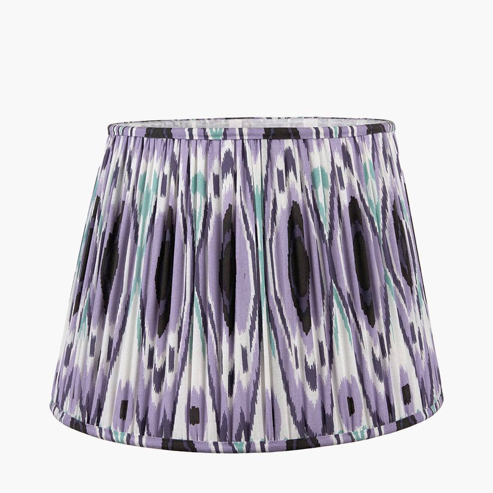 Izara 45cm Lilac Ikat Patterned Mushroom Pleat Tapered Lampshade
