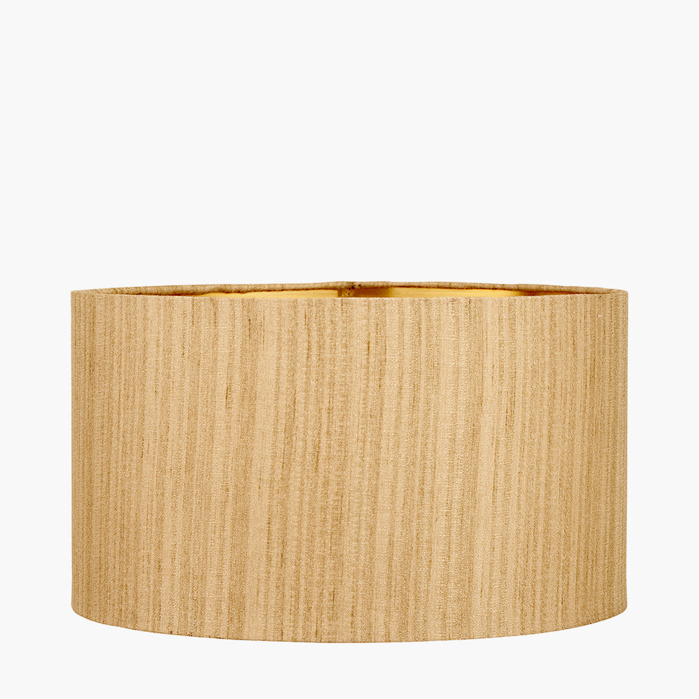 Stellan 30cm Gold Slubbed Faux Silk Gold Lined Cylinder Lampshade