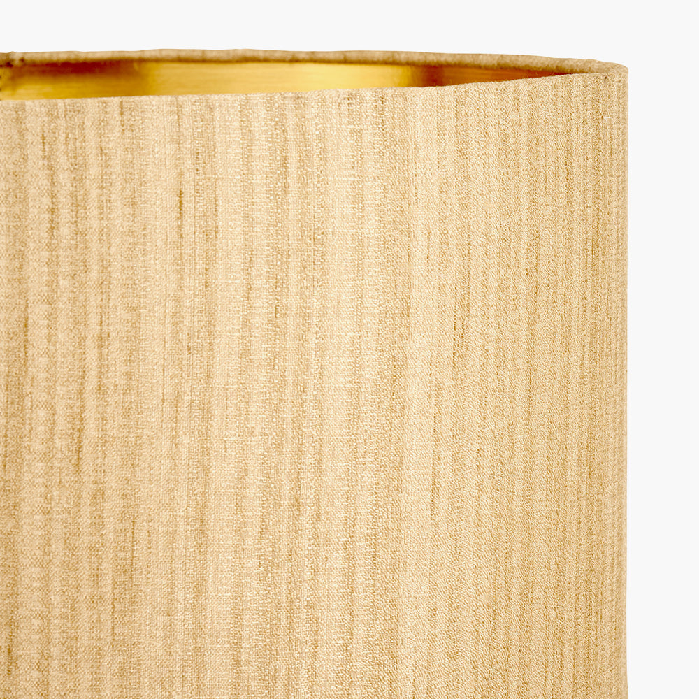 Stellan 30cm Gold Slubbed Faux Silk Gold Lined Cylinder Lampshade