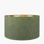 Stellan 30cm Green Slubbed Silk Mix Gold Lined Cylinder Lampshade
