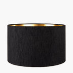 Stellan 35cm Black Slubbed  Silk Mix Gold Lined Cylinder Lampshade