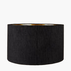 Stellan 35cm Black Slubbed  Silk Mix Gold Lined Cylinder Lampshade