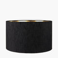 Stellan 35cm Black Slubbed  Silk Mix Gold Lined Cylinder Lampshade