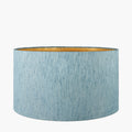 Stellan 40cm Duck Egg Slubbed Silk Mix Gold Lined Cylinder Lampshade