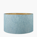 Stellan 45cm Duck Egg Slubbed Silk Mix Gold Lined Cylinder Lampshade