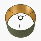 Stellan 45cm Green Slubbed Silk Mix Gold Lined Cylinder Lampshade
