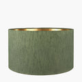 Stellan 45cm Green Slubbed Silk Mix Gold Lined Cylinder Lampshade