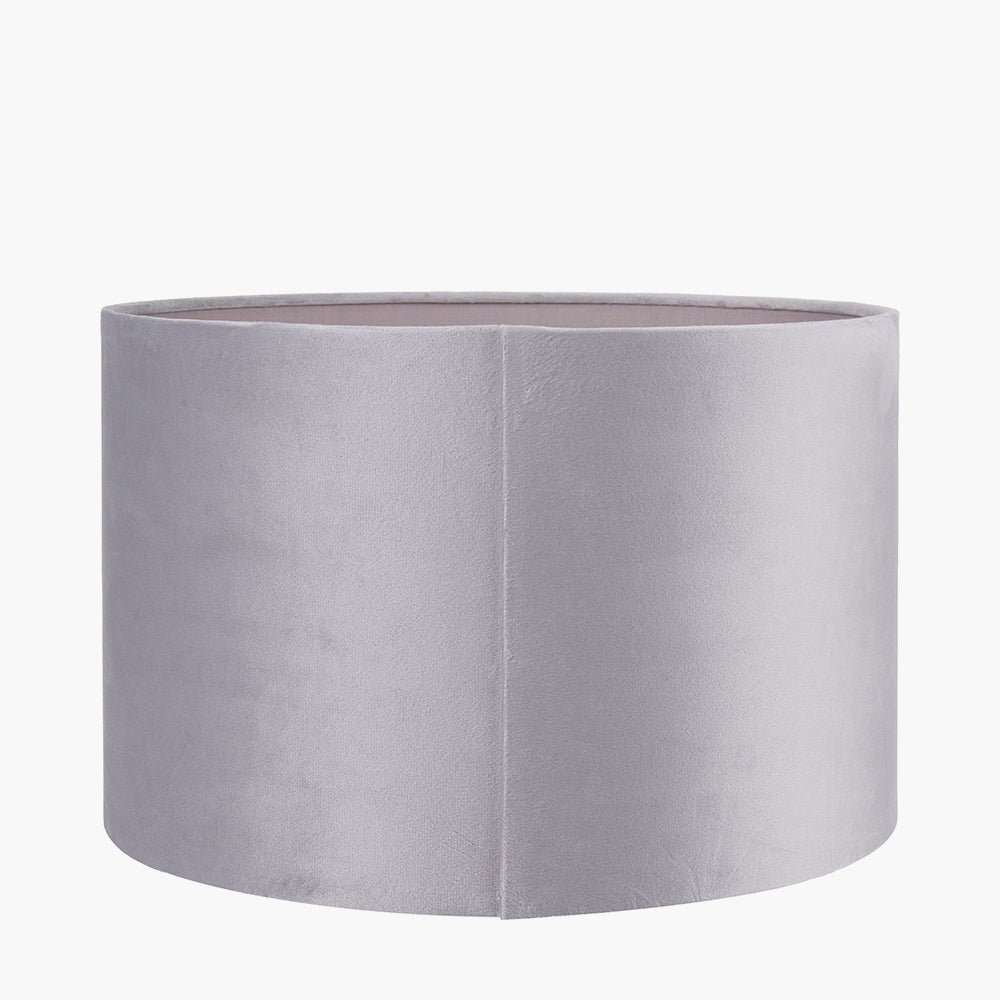 Rene 25cm Light Grey Velvet Cylinder Lampshade