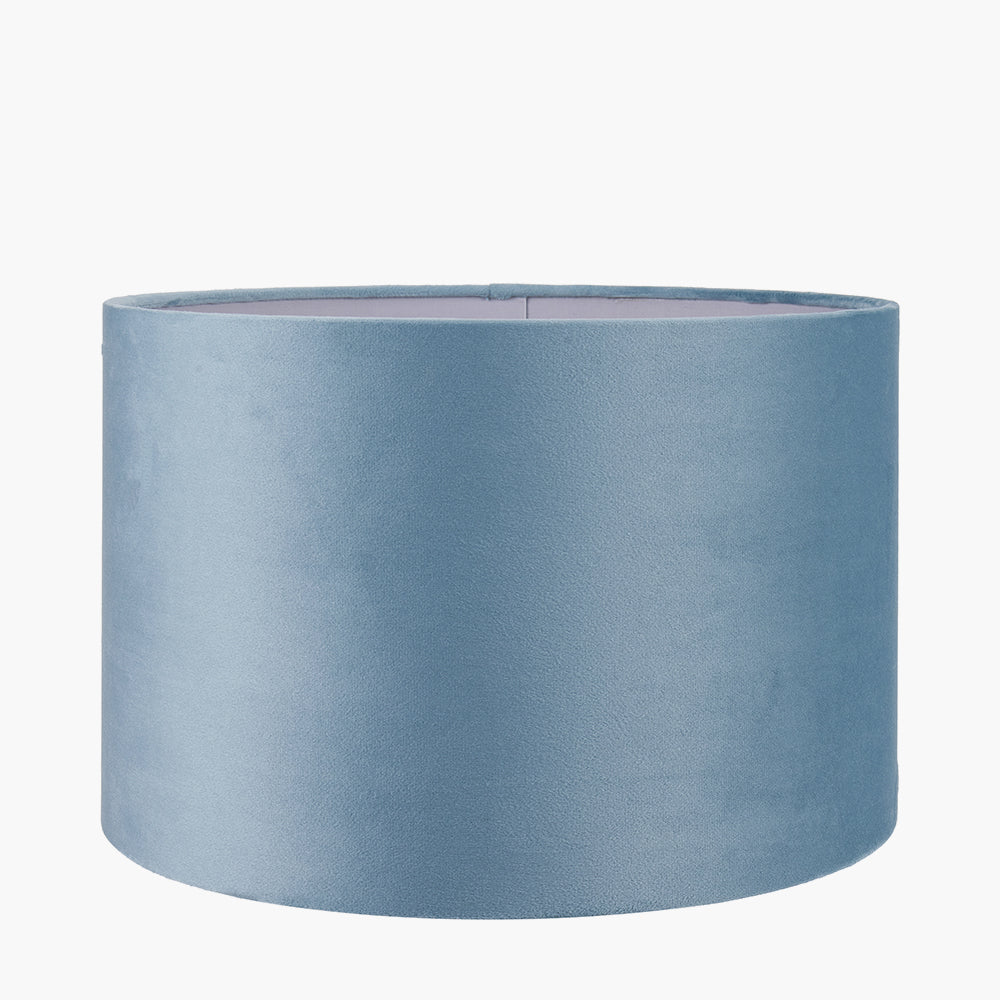 Rene 45cm Duck Egg Velvet Cylinder Lampshade