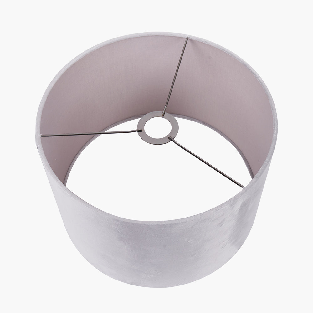 Rene 45cm Light Grey Velvet Cylinder Lampshade